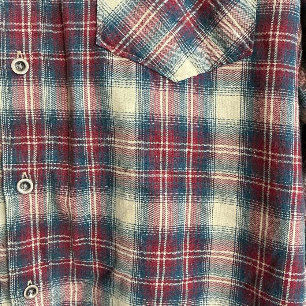Wrangler Red Blue Plaid Western Long Sleeve Shirt Large - Picture 3 of 6